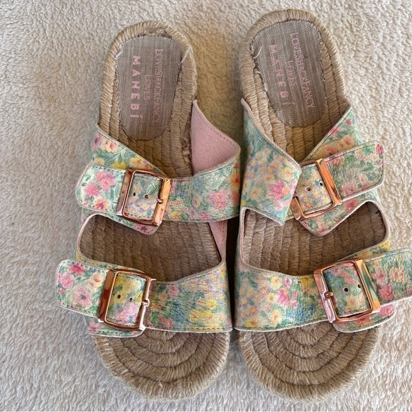 LOVESHACK FANCY X MANEBI NORDIC RAFFIA ESPADRILLE FLORAL SLIDE SANDALS S… - Picture 3 of 10